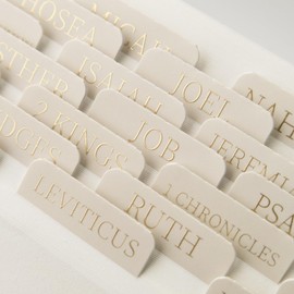 JIXZEN Bible Tabs for Women and Men, 75 Laminated Index Tabs with Embossed Gold Foil Lettering, Durable Neutral Bible Study Tabs for Easy Navigation, Bible Journaling Supplies