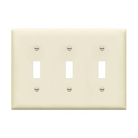 ENERLITES Triple Toggle Light Switch Wall Plate, Gloss Finish, Standard Size 3-Gang 4.50" x 6.38", Unbreakable Polycarbonate Thermoplastic, 8813-LA, Light Almond