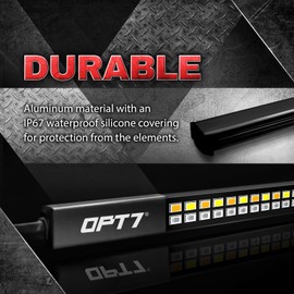 OPT7 48" Redline Double Row LED Tailgate Light Bar w/Amber Turn Signal - Weatherproof Rigid Aluminum Frame Light Strip for Colorado Frontier Ranger Canyon - Full Function Reverse Brake Running