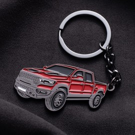 SINLAKUA Car Keychain for Dodge RAM 2023 2022 1500 TRX Key Chain Fob Cover Cool Mods Accessories 2"x1.3" Red