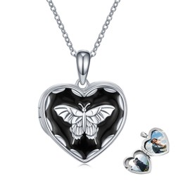 SCZKLAQ Butterfly Locket Necklace That Holds Pictures 925 Sterling Silver Locket Necklace That Holds Pictures Memorial Keepsake Photos Locket Pendant Jewelry Gifts For Women Loved One