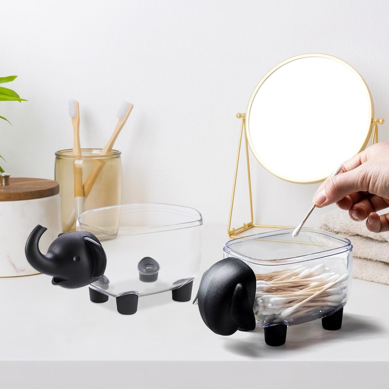 Roucerlin 2 Pack Clear Sheep Shape Cotton Swab Holder, Cute