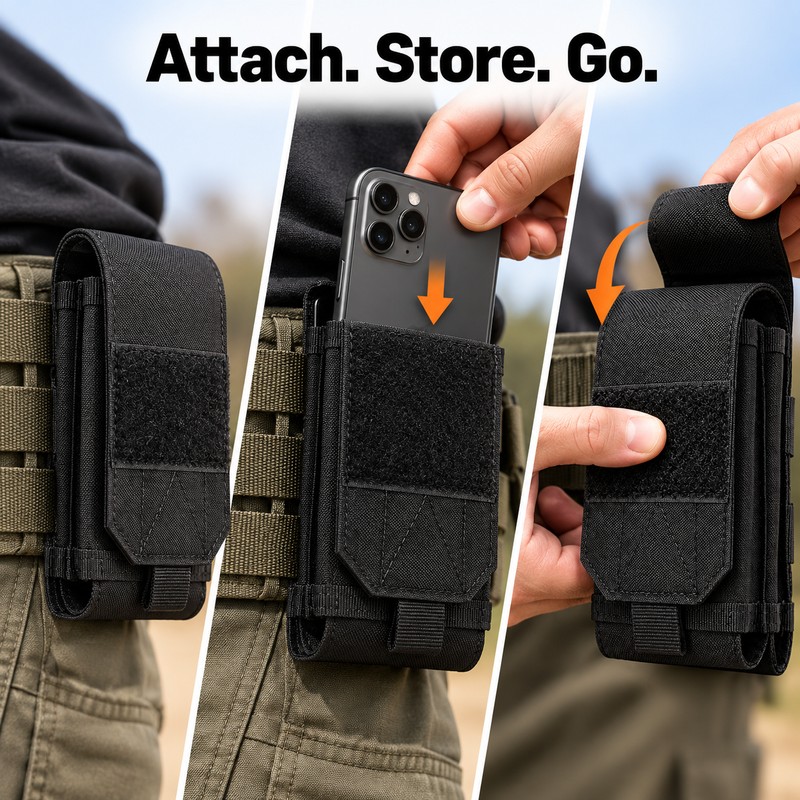 Double Phone MOLLE Pouch Nylon Belt Waist Bag for EDC