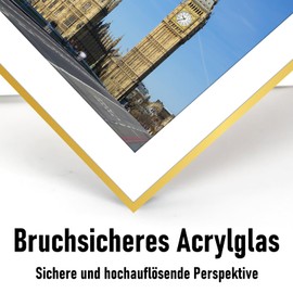 kollyseek Aluminium Picture Frame, DIN A4, 21 x 30 cm, Gold Metal Poster Frame with Shatterproof Acrylic Glass, Modern Photo Frame, Picture Frame with Mount for Pictures, Posters, Photos Gold