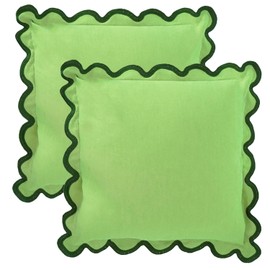 MIKI WELL 18x18 inch Square Pillow Covers, Set of 2 Scalloped Pillow Covers, Cute Decorative Pillows, Living Room Sofa Bedroom Pillow Covers, Soft Cotton Linen Cushion Pillow Covers (Forest Green)