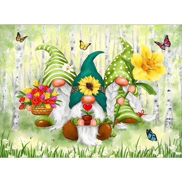RICUVED Dwarf Diamond Painting Pictures, 5D Flowers Diamond Painting Pictures Adults, Spring Diamond Painting Pictures Set, Full Drill Dwarf Diamond Painting Cross Embroidery Painting Set, 30 x 40 cm