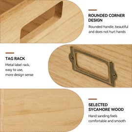 KIRIGEN Wooden Vinyl Record Storage Box Wooden Storage Crate Box for LP Records Hold Up to 80 Records Natural CDH-NA