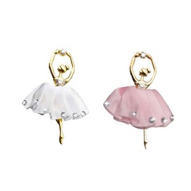 2PCS Bling Dancing Ballerina Girl Car Dashboard Air Vent Trim Clips, Rhinestone Car Air Freshener Outlet Clip, Cute Air Conditioner Ornament Car Interior Decoration Charm for Women Girls (White/Pink)