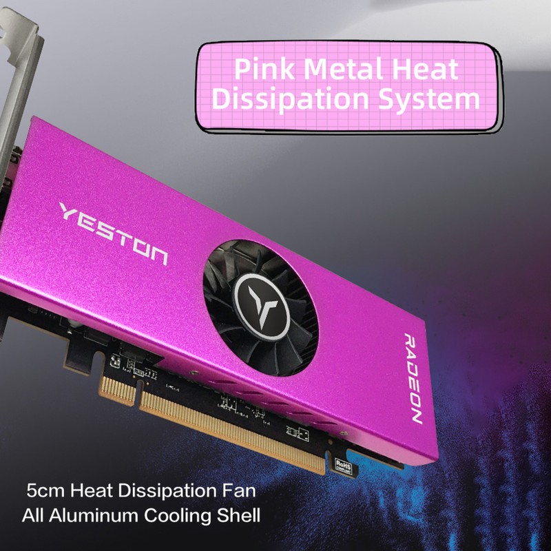 Yeston RX6400-4GD6 LP Graphics Card 4G/64bit/GDDR6 Memory 2039-2321MHz Core Frequency
