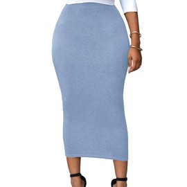 Lrady - Faldas largas para mujer, cintura alta, entalladas, entalladas, para fiesta, club, salida nocturna,, Azul/claro, XX-Large