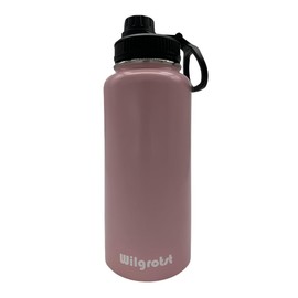 Wilgrotst 32 oz Insulated Water Bottles, Wide Mouth Bottle with Straw, Double Walled Stainless Steel Water Bottle with 3 Lids and Handle for Outdoor Camping, Cycling, Gift Box (Pink)