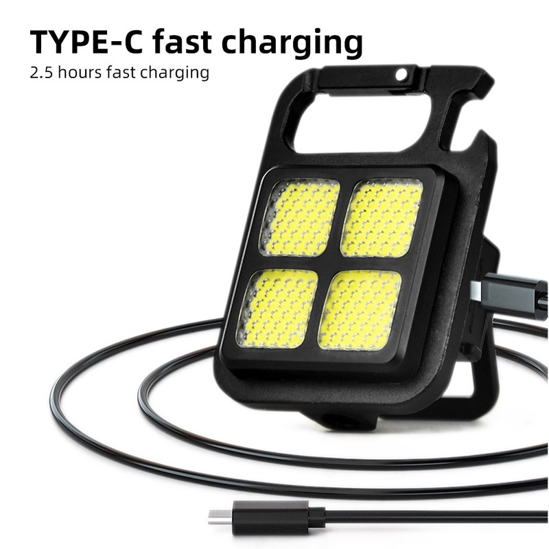 Outdoor Camping Multifunctional Keychain Light Usb Rechargeable Cob Bright Flashlight
