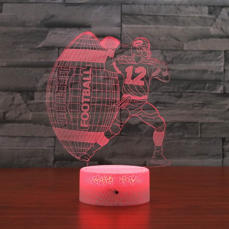 SUPERHONGJIHAO Night Light for Children, 3D Rugby LED Lamp with