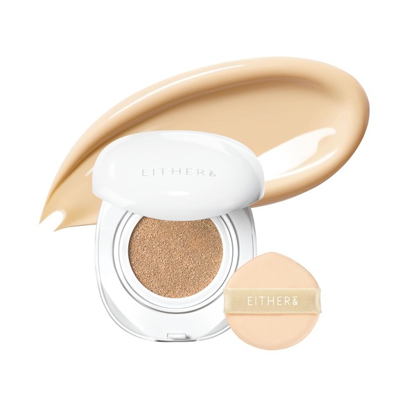 EITHER& Glow Pixel Cushion Foundation | Skincare-Infused Glow Finish, Lightweight,