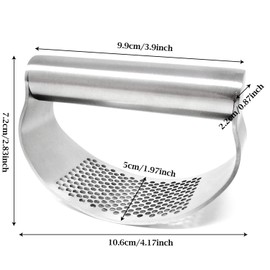 "Honbay 1PCS Stainless Steel Garlic Press Rocker Manual Garlic Crusher Garlic Easy Grip Mincer Ginger Press Squeezer Kitchen Tools for Home and Restaurants, Dishwasher Safe (4.2"")"