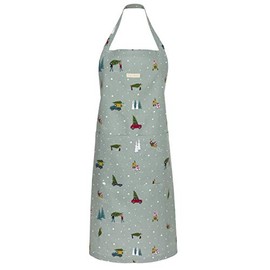 Sophie Allport Home for Christmas Unisex Adult Apron with Adjustable Neck Strap and Front Pocket. Made with 100% Cotton