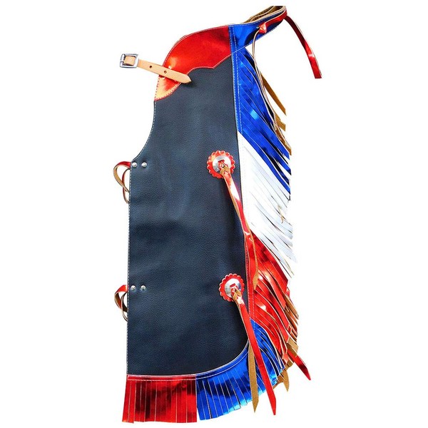 HILASON Pro Rodeo Bull Riding Chaps Us Flag Western Leather Kids