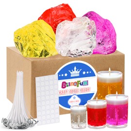 Blingfun Gel Wax Candle Making Kit with 4 Colors Premium Clear Jelly Wax for Candle Making, 50pcs Wax Wicks & 50pcs Stickers for Gel Scented Candle Making, Home Decor, Craft Projects-(Bright Color)