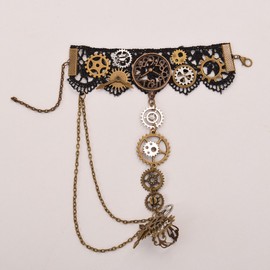BLESSUME Steampunk Lace Bracelet with Finger Ring