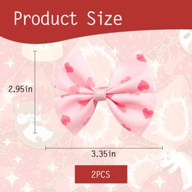 Pink Hair Bows for Girls - 2Pcs Hair Bow Clips for Baby Girls,Pink Heart Bow Alligator Clip Hair Ribbon Bow Clips Hair Barrettes Toddlers Hair Accessories for Little Girls Toddlers 4-6 Years Gifts
