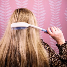 Long Handled Brush and Comb Set – Lightweight Long-Reach Soft Bristle Styling Hairbrush & Plastic Comb with Ergonomically-Shaped Handles & Rubber Grips – Disability & Limited Mobility Aid