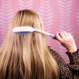 Long Handled Brush and Comb Set – Lightweight Long-Reach Soft Bristle Styling Hairbrush & Plastic Comb with Ergonomically-Shaped Handles & Rubber Grips – Disability & Limited Mobility Aid