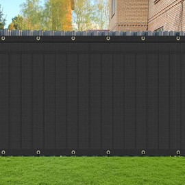 ZGR 6' x 50' Privacy Fence Screen Heavy Duty Windscreen Cover Shade Net Cloth Fencing Fabric Mesh Tarp with Brass Grommets and Cable Zip Ties, 160 GSM 90% UV Blockage, Black