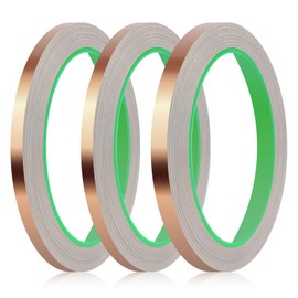 Oubaka 3 Pack Copper Foil Tape, Copper Tape Conductive Adhesive Double-Sided for EMI Shielding, Paper Circuits, Electrical Repairs, Grounding(1/4",1/4",2/5")