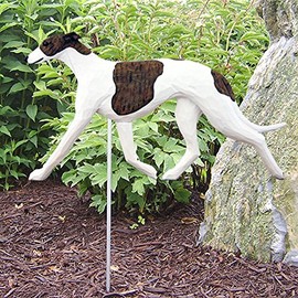 Greyhound Outdoor Garden Sign Hand Painted Figure Brindle/White