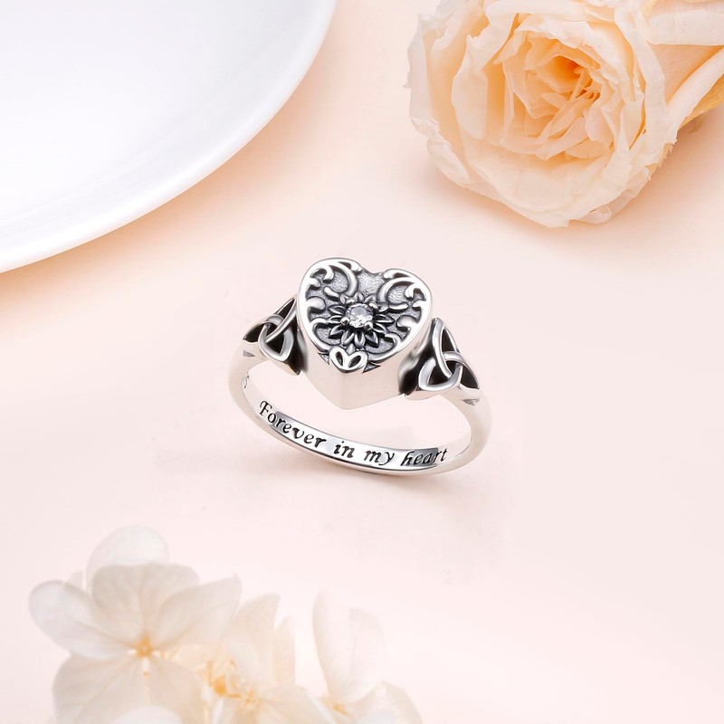 DAOSHANG Urn Ring for Ashes for Women 925 Sterling Silver