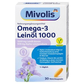 미볼리스 오메가-3 아마인유 1000 캡슐 30정 46.9g Mivolis Omega-3 Flaxseed Oil 1000 Capsules 30 Tablets 46.9g