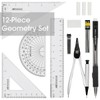 Merangue Math & Geometry Set, 12 Piece, Compass, 6" Ruler,