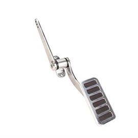 Universal Polished Aluminum Throttle Pedal with 6 Non-Slip Rubber Inserts, 2" x 4-1/2", Spring-Loaded, Includes Mr. Gasket 5657 Stainless Steel Braided 36" Throttle Cable Kit with 24" Sleeve