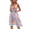 FANCYINN Women's Tie Front Summer Midi Dress V Neck Floral