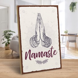ARTFAVES® Wooden Sign with Saying Namaste Shabby Chic Vintage Sign Decorative Gift on the Theme of Meditation, Spirituality, Mindfulness Size: 19 x 28 cm