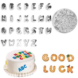 Letter Cookie Cutters Set of 26 - A to Z Alphabet Cookie Cutters 1 Inch Stainless Steel Fondant Cutters Funny Metal Baking Tools for Cutting Pastries, Dough, etc.