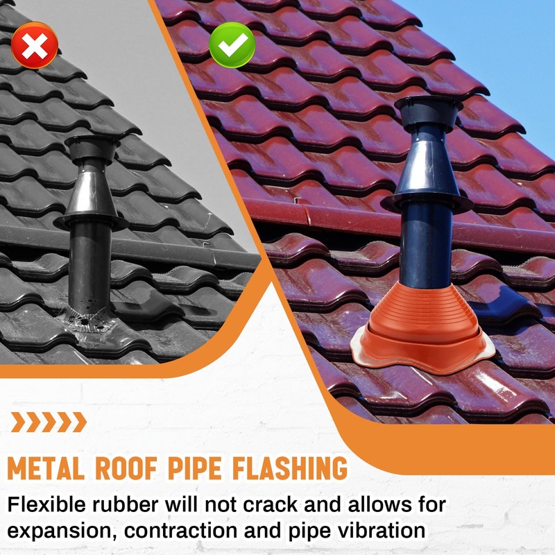 Yaocom 1 Piece #7 Pipe Flashing Boot for Pipe OD