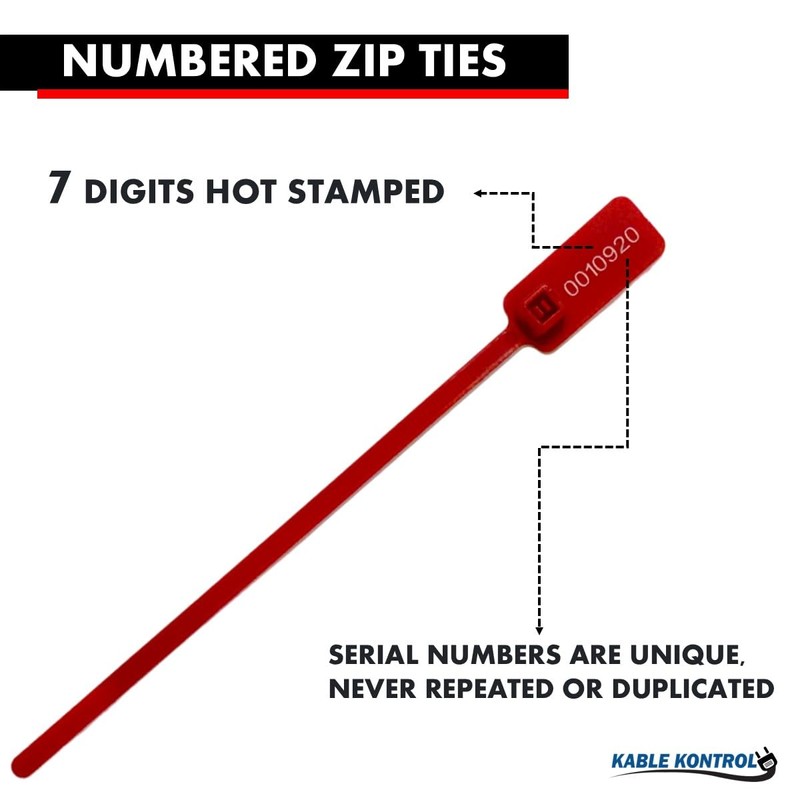 Kable Kontrol Serialized Flag Numbered Cable Zip Ties, 6 Inch