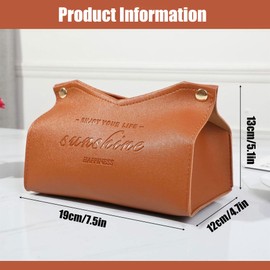 winmiya 2 Pcs Vintage PU Leather Tissue Box Holder Rectangular Foldable Tissue Box Desktop Tissue Box Decoration Dispenser Decorative Napkin Organizer for Bathroom Night Stands Office Car