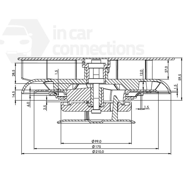 Small Low profile rotary roof vent for vans buses -