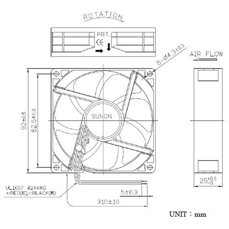 Sunon MF92251V21000UA99 Fan 12 V DC 1.26 W 92 x