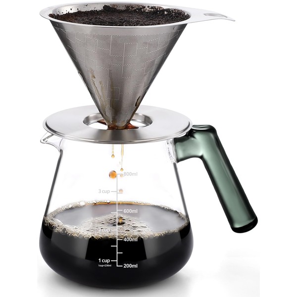 Aquach Pour Over Coffee Maker with 828ml (28oz) Glass Coffee