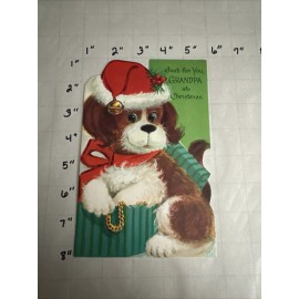 Vintage Just For You Grandpa At Christmas Christmas Card Puppy Dog Beautiful