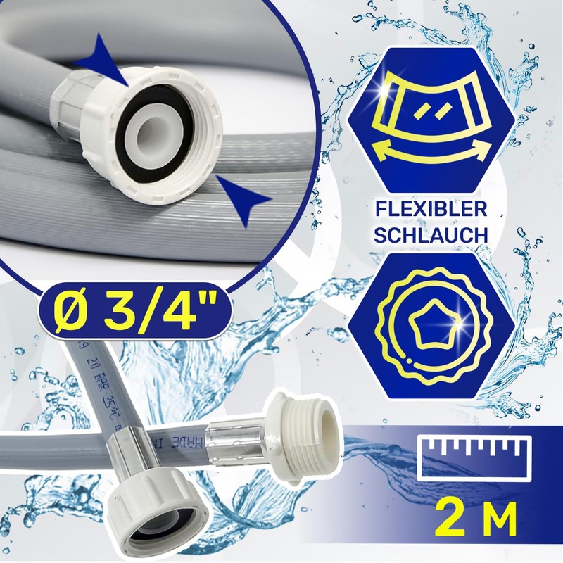 Inlet Hose Extension for Washing Machine and Dishwasher 2 m