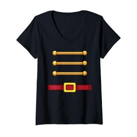 Womens Christmas Nutcracker Squad Toy Soldier Costume Xmas Matching V-Neck T-Shirt