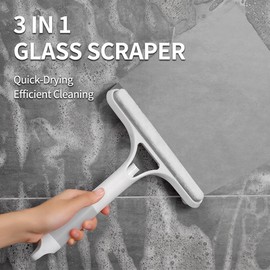 3-in-1 Window Cleaning Squeegee with Built-In Spray Bottle, Dual-Sided Sponge and Scraper for Shower Glass, Mirrors, Car Windows, Outdoor and Home Use