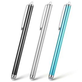 Yuanchu Tablet Pen for All Tablets, Pack of 3 Touchscreen Pens, High Precision Fibre Tip, Universal Stylus Pen, Compatible with All Mobile Phones/Tablets (Black + Silver + Light Blue)