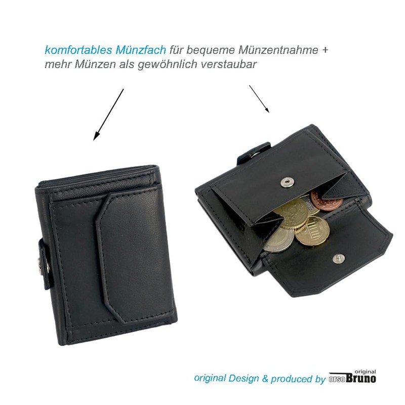 Slim Wallet Deluxe, Cowhide nappa black with comfort coin compartment,