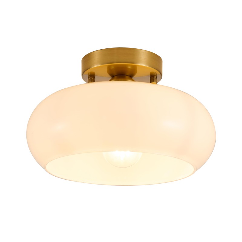 SHBEILOU Semi Flush Mount Ceiling Light, 11 Inch Gold Mid