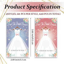 PLIGREAT 120 Pcs Bridal Shower Games Scratch Off Cards with Stickers Funny Find The Bridal Bouquet Activity Scratch Ticket Wedding Scratch Raffle Cards for Bridal Shower Party Celebration Supplies